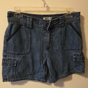 Casual Blue Denim Cargo Shorts for Women